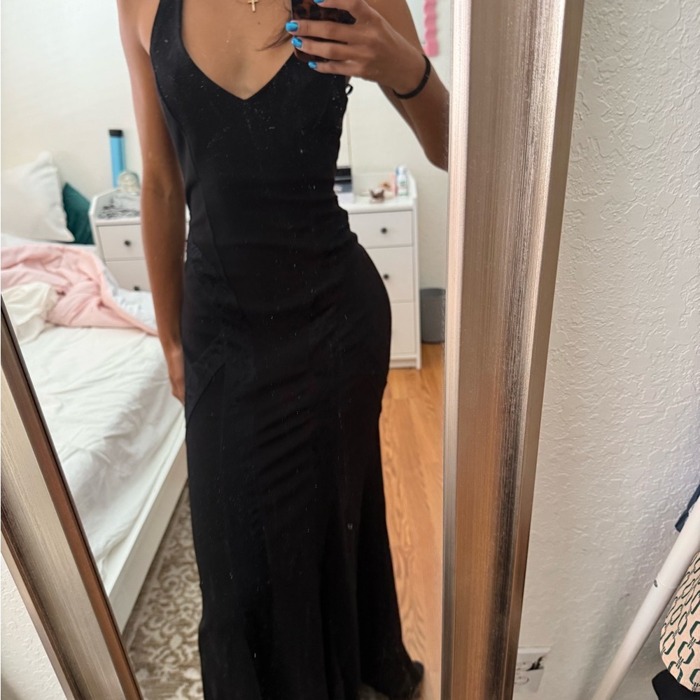 BCBG generation formal black halter maxi dress, size XS